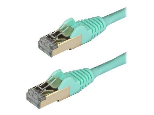 [6ASPAT2MAQ] StarTech.com Startech 2m CAT6A Ethernet Cable, 10 Gigabit Shielded Snagless RJ45 100W PoE Patch Cord, CAT 6A 10GbE STP Network Cable w/Strain Relief, Aqua, UL Certified Wiring/TIA - Category 6A - 26AWG (6ASPAT2MAQ)