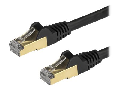 [6ASPAT1MBK] StarTech.com Startech 1m CAT6A Ethernet Cable, 10 Gigabit Shielded Snagless RJ45 100W PoE Patch Cord, CAT 6A 10GbE STP Network Cable w/Strain Relief, Black, UL Certified Wiring/TIA - Category 6A - 26AWG (6ASPAT1MBK)