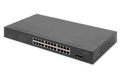 [DN-95348-2] DIGITUS 24-Port Gigabit Netzwerkswitch, 19 Zoll, unmanaged, 2 Uplink Ports, SFP