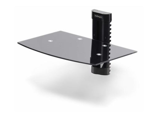 [1B-WALL-MOUNT-SHELF] StarTech.com Floating Wall-Mounted AV Shelf, Adjustable Height Shelf For Under TV, Organize A/V Equipment On Black Tempered Glass Shelf