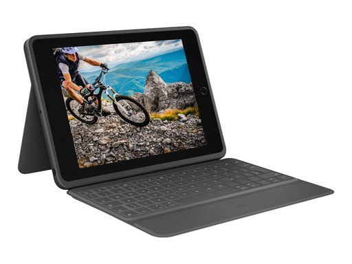 [920-011208] Logitech Rugged Folio - Tastatur und Foliohülle - Apple Smart connector - QWERTY - US International - Graphite - für Apple 10.9-inch iPad (10. Generation)