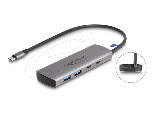 [64299] Delock Hub - 10 Gbps, with USB Type-C connector and additional power port