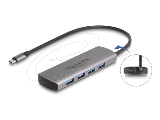 [64293] Delock Hub - 10 Gbps, with USB Type-C connector and additional power port