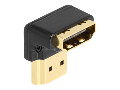 [60016] Delock Hohe Geschwindigkeit - HDMI-Adapter - HDMI männlich zu HDMI weiblich nach unten abgewinkelt - Schwarz - 8K60Hz (7680 x 4320)