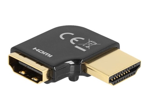 [60018] Delock Hohe Geschwindigkeit - HDMI-Adapter - HDMI männlich zu HDMI weiblich links abgewinkelt - Schwarz - 8K60Hz (7680 x 4320)