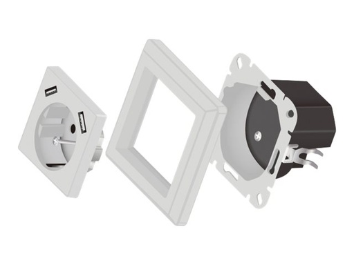 [11473] Delock Steckdose - 2P+E - Typ F, USB - einfach