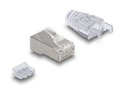 [66904] Delock RJ45 Modularer Stecker mit gebogener Rastnase Cat.6 und Knickschutztülle 50er - Kabel-/Adapterset - Netzwerk