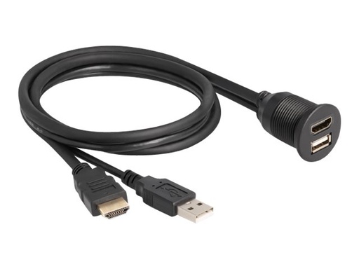 [87880] Delock HDMI / USB Verlängerungskabel - USB, HDMI männlich zu USB, HDMI weiblich - 1 m - Schwarz - unterstützt 4K 60 Hz (3840 x 2160)