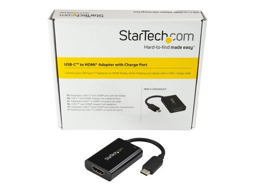 [CDP2HDUCP] StarTech.com Startech USB C to HDMI 2.0 Adapter with Power Delivery, 4K 60Hz USB Type-C to HDMI Display/Monitor Video Converter, 60W PD Pass-Through Charging Port, Thunderbolt 3 Compatible, Black - USB-C Display Adapter (CDP2HDUCP)