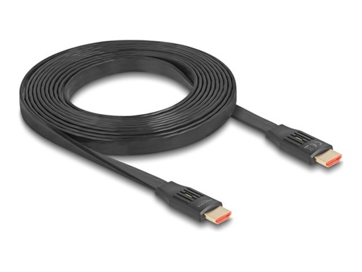 [81003] Delock Hohe Geschwindigkeit - HDMI-Kabel mit Ethernet - HDMI männlich zu HDMI männlich - 3 m - Schwarz - flach, Unterstützt das Seitenverhältnis 21:9 für das Kino, 8K60Hz (7680 x 4320)