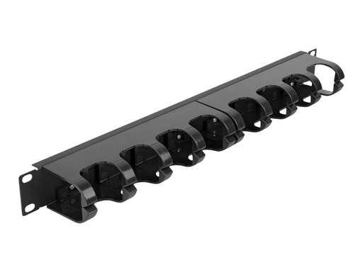 [66849] Delock Verlegetafel für Rack-Kabelmanagement - mit 10 geschlossenen Kabelbügeln - Schwarz - 1U - 48.3 cm (19")
