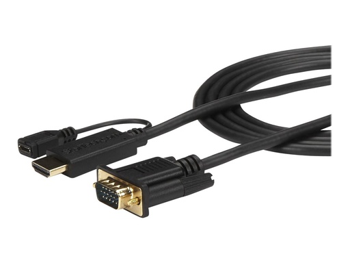 [HD2VGAMM6] StarTech.com 1,8m aktives HDMI auf VGA Konverter Kabel - HDMI zu VGA Adapter 180cm - Schwarz - 1920x1200 / 1080p - Adapterkabel - HDMI, Mikro-USB Typ B (nur Strom)
