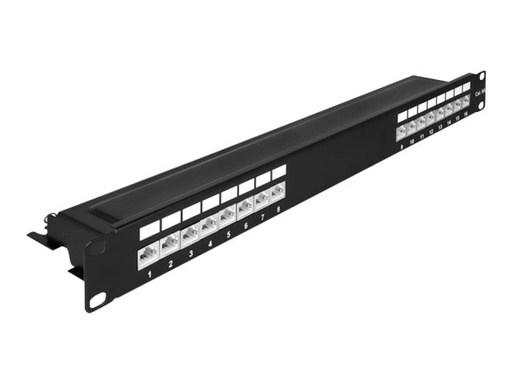 [66876] Delock Patch Panel - Rack montierbar - CAT 6a - RJ-45 X 16, LSA X 16 - Schwarz - 1U - 48.3 cm (19")