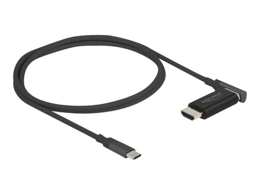 [66685] Delock Adapterkabel - 24 pin USB-C männlich zu HDMI männlich abgewinkelt, abnehmbar und magnetisch - 1.2 m - Schwarz - unterstützt 4K 60 Hz (3840 x 2160)