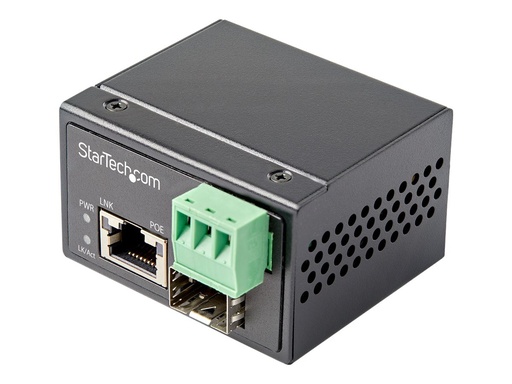 [IMC1GSFP30W] StarTech.com PoE + Industrial Media Converter 30W - Medienkonverter LWL Kupfer - Singlemode-/Multimode Glasfaser auf Kupfer Gigabit Ethernet - Mini/Kompaktgröße - IP-30/ -40&deg;C bis 75&deg;C (IMC1GSFP30W)
