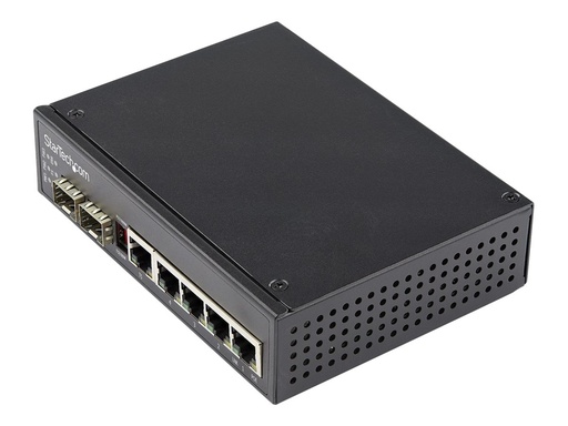 [IES1G52UPDIN] StarTech.com Industrial 6 Port Gigabit Ethernet Switch 4 PoE RJ45 +2 SFP Slots 30W PoE+ 48VDC 10/100/1000 Power Over Ethernet LAN Switch -40&deg;C bis 75&deg;C Hutschienenmontage (IES1G52UPDIN)