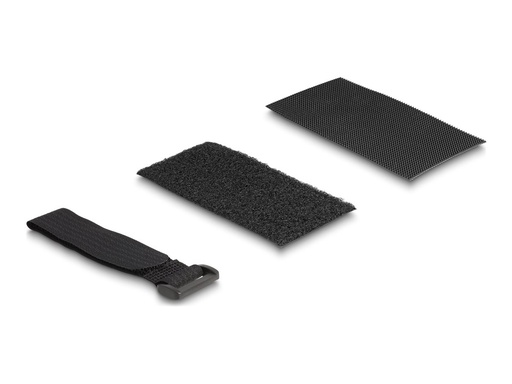 [19107] Delock Klettverschluss-Cinchkabelbinder - 20 cm - Schwarz (Packung mit 5)