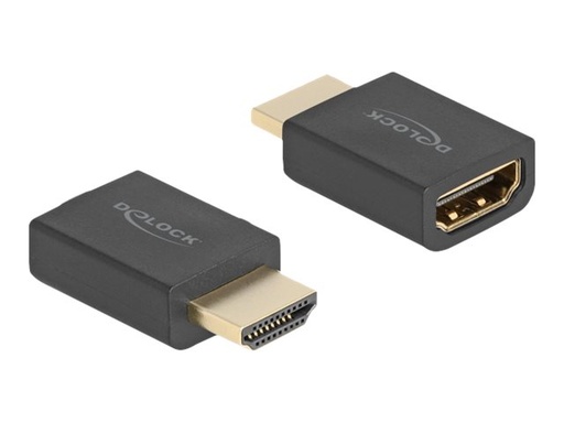 [66460] Delock Hohe Geschwindigkeit - HDMI-Adapter mit Ethernet - HDMI männlich zu HDMI weiblich - Schwarz - Ethernet-Unterstützung, 8K60Hz (7680 x 4320)