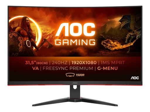 [C32G2ZE] AOC Gaming C32G2ZE/BK - LED-Monitor - Gaming - gebogen - 80 cm (32")