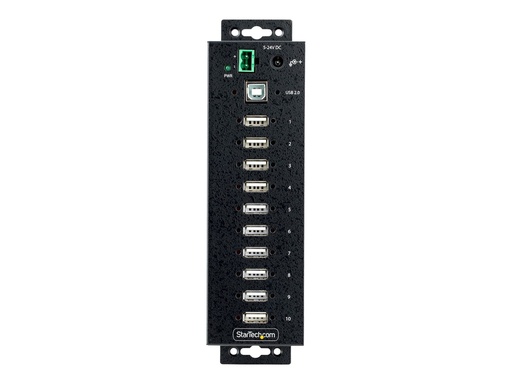 [USB210AIND-USB-A-HUB] StarTech.com 10-Port Industrial USB 2.0 Hub, Rugged USB Hub w/15kV Air/8kV Contact ESD Level 4 Protection, DIN/Wall/Desk Mountable USB-A Hub, Multiport USB Hub with Locking Ports - Metal Construction (USB210AIND-USB-A-HUB)