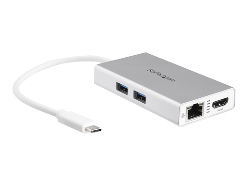 [DKT30CHPDW] StarTech.com Startech USB-C Multiport Adapter - USB-C Reise docking station mit 4k HDMI - 60W Power Delivery Pass-Through, GbE, 2x USB-A 3.0 Hub - Tragbares Mini USB Typ-C Dock für Laptop - Weiß (DKT30CHPDW)