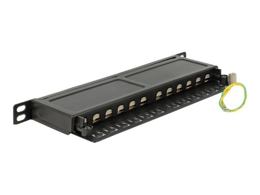 [43312] Delock Patch Panel - CAT 6a - RJ-45 X 12 - Jet Black, RAL 9005 - 0.5U - 25.4 cm (10")
