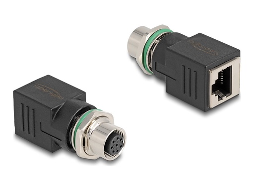 [60062] Delock Netzwerkadapter - 8-polig M12 (W) schraubbar zu RJ-45 (W)