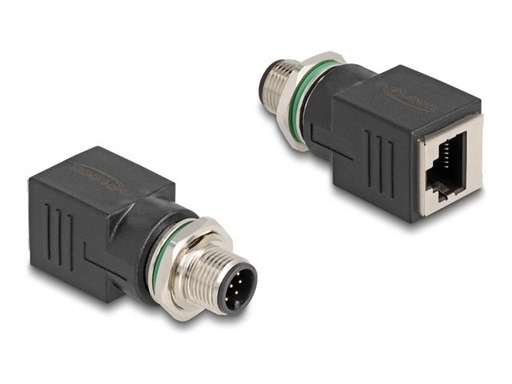 [60063] Delock Netzwerkadapter - 8-polig M12 (M) schraubbar zu RJ-45 (W)