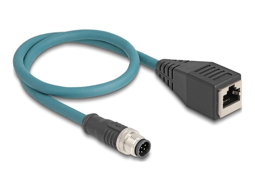 [60069] Delock Netzwerkkabel - 8-polig M12 (M) zu RJ-45 (W)