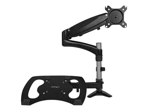 [ARMUNONB] StarTech.com Laptop Monitor Stand - Computer Monitor Stand - Full Motion Articulating - VESA Mount Monitor Desk Mount - Befestigungskit (Befestigung für Stange, Gummipad, Laptop-Ablage, Federarm, Schwenkarm, 4 Abstandshalter, Clip zur Kabelführung, Schrauben, Schlüssel)