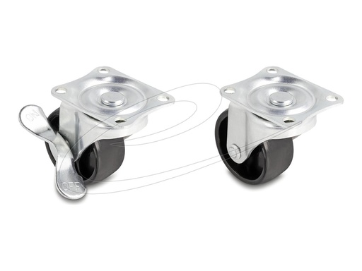 [66753] Delock Rollen Kit - Tragfähigkeit von bis zu 150 kg - Silber, Schwarz (Packung mit 4)