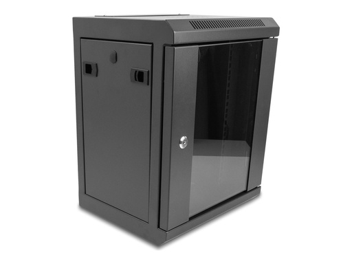 [43418] Delock Gehäuse - mit Glastür - geeignet für Wandmontage, Ständer montierbar - Schwarz - 8U - 25.4 cm (10")