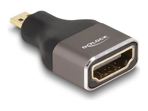 [60079] Delock Highspeed - HDMI-Adapter mit Ethernet - 19 pin micro HDMI Type D männlich zu HDMI weiblich - Schwarz/Grau - unterstützt 8K 60 Hz (7680 x 4320)