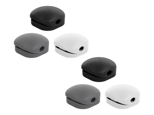 [18299] Delock Cable Clip Set - Kabelklammer - Tisch montierbar, Oberfläche montierbar, geeignet für Wandmontage - Grau, Schwarz, weiß (Packung mit 6)