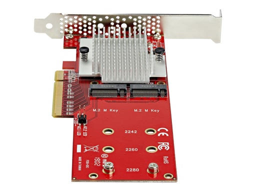 [PEX8M2E2] StarTech.com Dual M.2 PCIe SSD Adapter Karte - x8 / x16 Dual NVMe oder AHCI M.2 SSD zu PCI Express 3.0 - M.2 NGFF PCIe (M-Key)