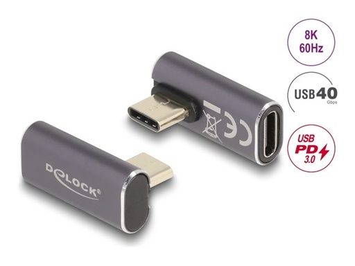 [60048] Delock USB-Adapter - 24 pin USB-C (M) links gewinkelt zu 24 pin USB-C (W)