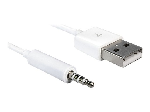 [83182] Delock Lade-/Datenkabel - USB männlich zu mini-phone stereo 3.5 mm männlich - 1 m - weiß - für Apple iPod shuffle (1G, 2G)