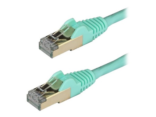 [6ASPAT150CMAQ] StarTech.com 1.5m CAT6A Ethernet Cable, 10 Gigabit Shielded Snagless RJ45 100W PoE Patch Cord, CAT 6A 10GbE STP Network Cable w/Strain Relief, Aqua, UL Certified Wiring/TIA - Category 6A - 26AWG (6ASPAT150CMAQ)