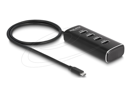 [64233] Delock Hub - 10 Gbps, with USB Type-C connector 60 cm cable and switch for each port