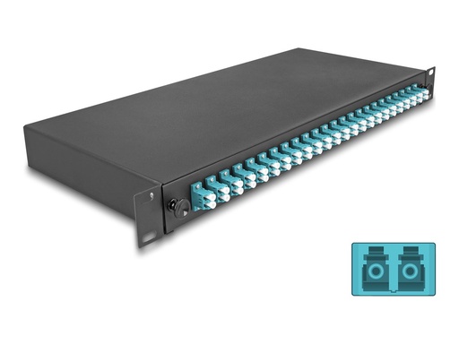 [67010] Delock Glasfaserkabelkiste - OM3, komplett montiert - Vorderseite - Rack montierbar - LC Duplex x 24 - Schwarz - 1U - 48.3 cm (19")
