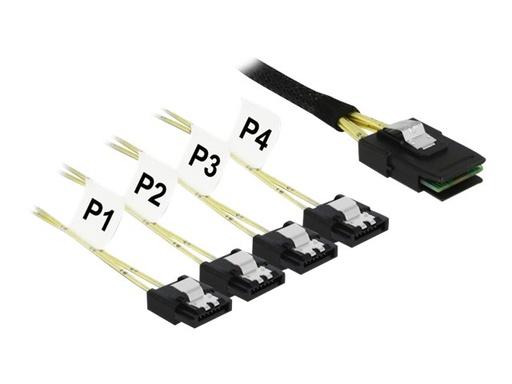 [85800] Delock Mini SAS SFF-8087 > 4 x SATA 7 pin - SATA- / SAS-Kabel - SAS 6Gbit/s - 4-Lane - Mini SAS (SFF-8087)