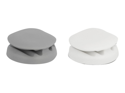 [18338] Delock Kabelhalter - Tisch montierbar, Oberfläche montierbar, geeignet für Wandmontage - Grau, weiß (Packung mit 2)