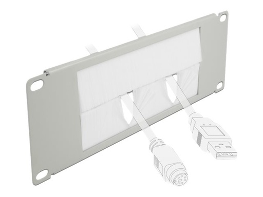 [66535] Delock Kabelführungspanel mit Bürste - Grau - 2U - 25.4 cm (10")