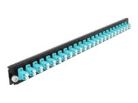 [43360] Delock Rack-Montageblech für Glasfaser-Spleißbox - Vorderseite - LC MM X 24 - Aquamarin - 1U - 48.3 cm (19")