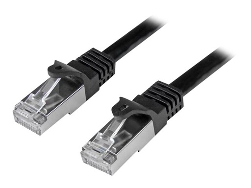 [N6SPAT50CMBK] StarTech.com Startech 50cm CAT6 Ethernet Cable, 10 Gigabit Shielded Snagless RJ45 100W PoE Patch Cord, CAT 6 10GbE SFTP Network Cable w/Strain Relief, Black, Wiring is UL Certified/TIA - Category 6 - 26AWG (N6SPAT50CMBK)