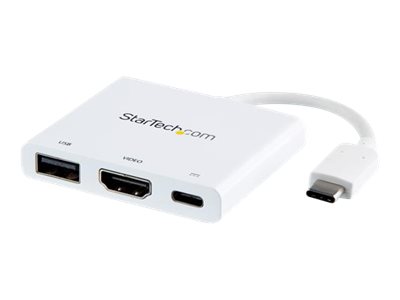 [CDP2HDUACPW] StarTech.com Startech USB-C auf HDMI Adapter mit PD & USB Port - USB Type-C - Weiß - Videoadapter - USB-C männlich zu HDMI, USB Typ A, USB-C weiblich - 60 mm - weiß - 4K Unterstützung, USB Power Delivery (60W)