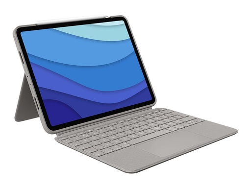 [920-010172] Logitech Combo Touch - Tastatur und Foliohülle - mit Trackpad - hintergrundbeleuchtet - Apple Smart connector - QWERTY - GB - Sand - für Apple 11-inch iPad Pro (1. Generation, 2. Generation, 3. Generation)