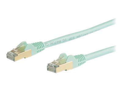 [6ASPAT7MAQ] StarTech.com 7m CAT6A Ethernet Cable, 10 Gigabit Shielded Snagless RJ45 100W PoE Patch Cord, CAT 6A 10GbE STP Network Cable w/Strain Relief, Aqua, UL Certified Wiring/TIA - Category 6A - 26AWG (6ASPAT7MAQ)