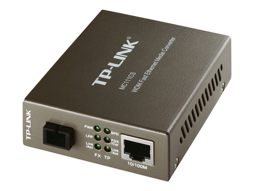 [MC111CS] TP-LINK MC111CS - Medienkonverter - 100Mb LAN - 10Base-T, 100Base-FX, 100Base-TX - RJ-45 / SC Single-Modus - bis zu 20 km - 1550 (TX)
