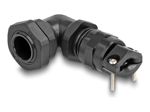 [60591] Delock Kabelverschraubung - Zugentlastung, Biegeschutz, 90° gewinkelt, PG9